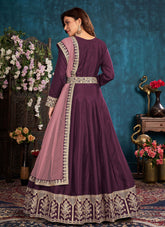 Purple Embroidered Art Silk Anarkali Salwar Suit